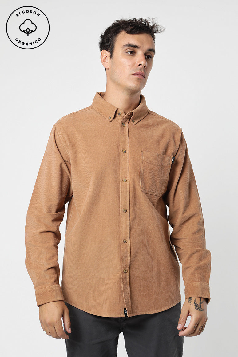 Camisa manga larga classic Corduroy beige - Algodón orgánico