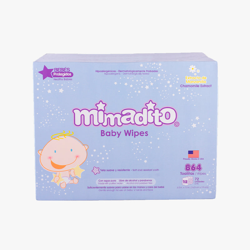 Pack 12 toallas Humedas para bebe Premium Mimadito x72