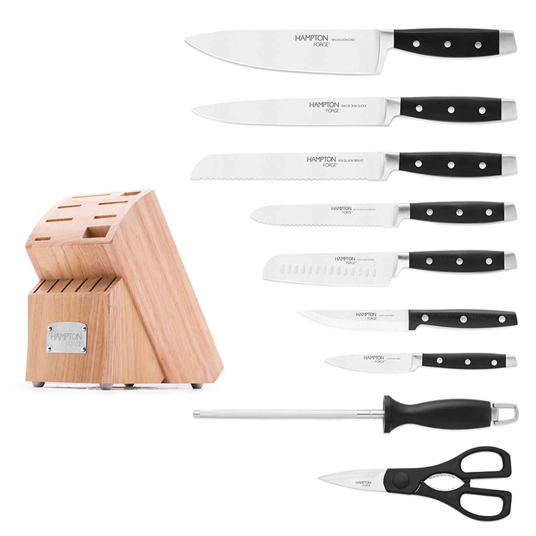 set 15 piezas cuchillos mas block madera continental