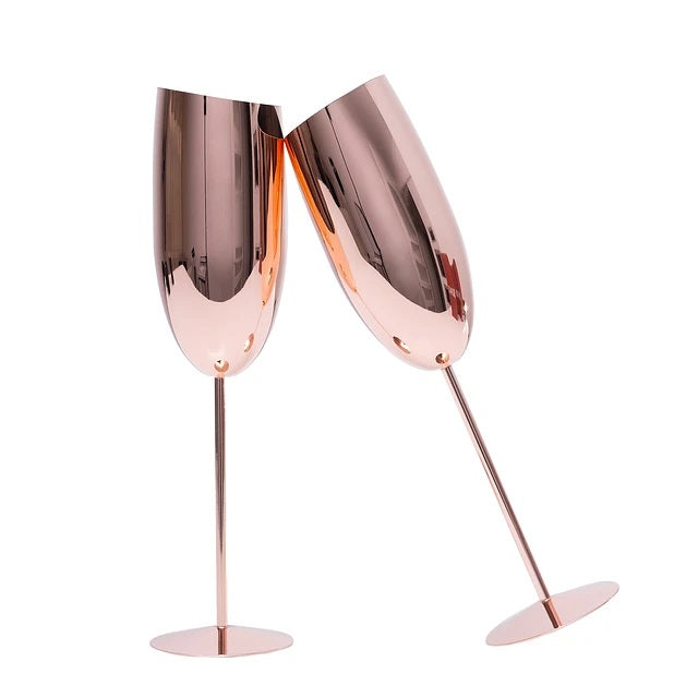 copas elegantes de acero inoxidable cobre espumante champagne
