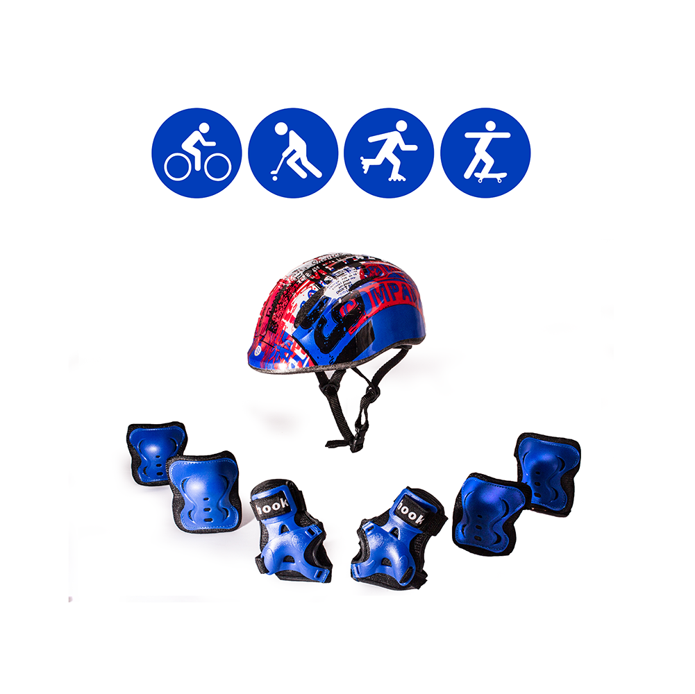 Set de casco y protecciones Hook Azul